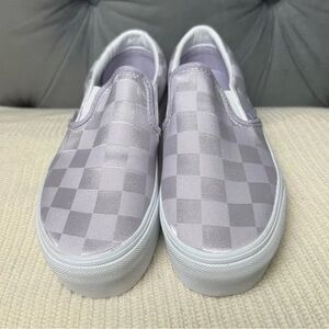 Vans Slip-On Sneakers in Light Lavender Checkerboard